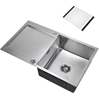 CECIPA Fregadero Cocina con Escurridor 78 x 50 cm Fregadero Acero Inoxidable un Seno con Mando Excéntrico Rejilla de…